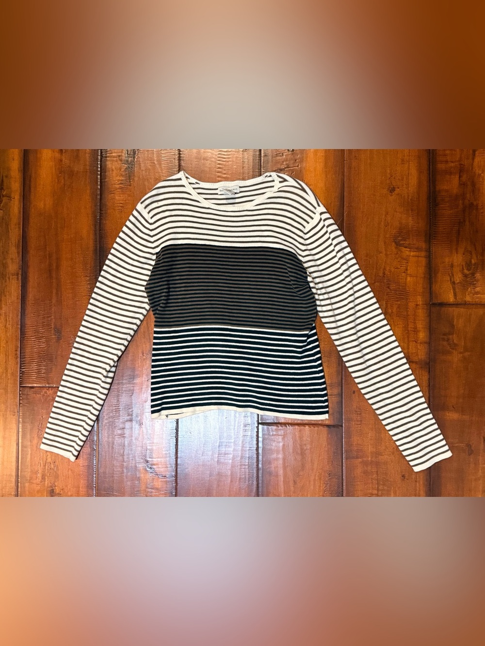 Banana Republic Cream and Brown Striped Knit Top